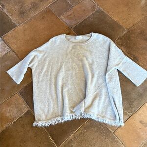 KUJTEN 100 % Cashmere Oatmeal oversized Sweater Shawl with Fringe Paris M/L